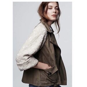 Anthropologie Hei Hei Olive Green Jacket Sequin Sleeves